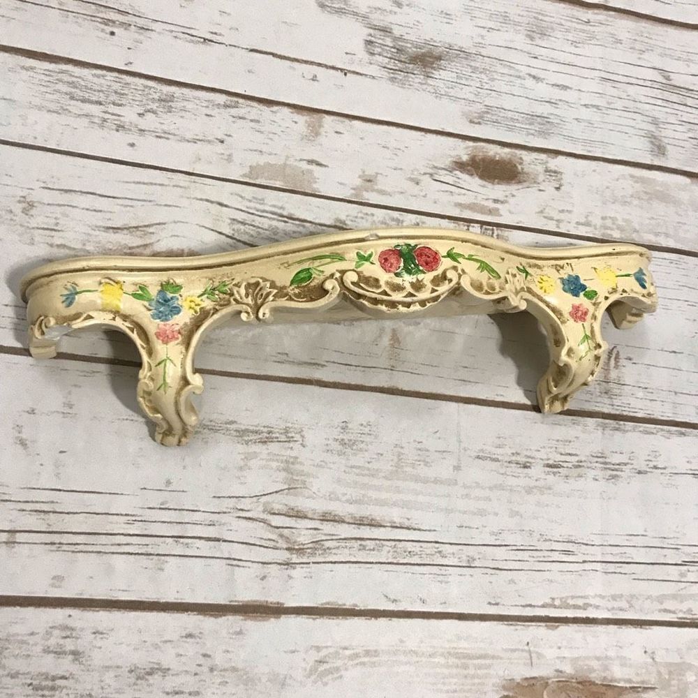 Ornate Floral WALL SHELF  Flowers Victorian Baroque Shabby Chic Decor, Cottage D